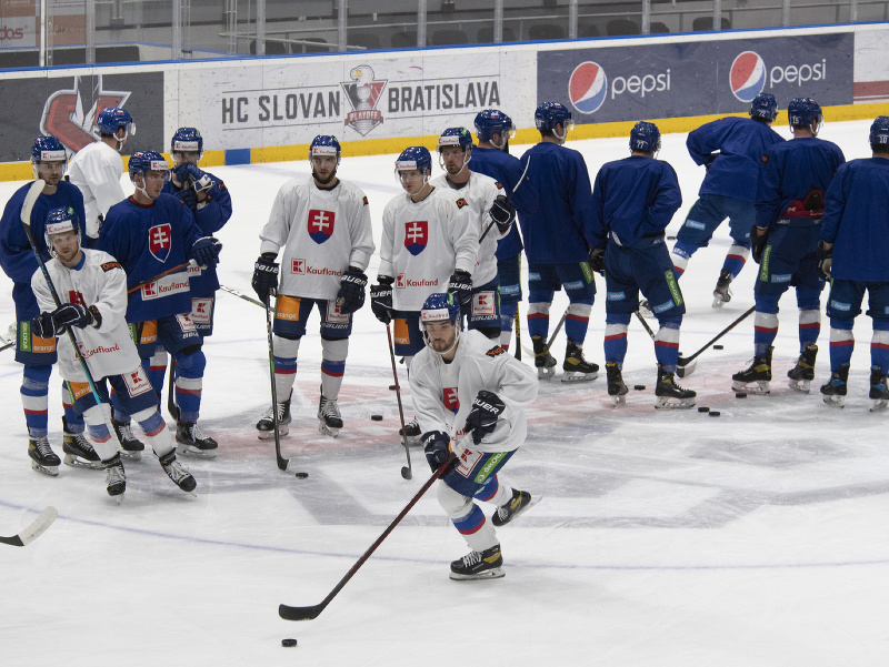 Tréning slovenskej hokejovej reprezentácie pred MS vo Fínsku