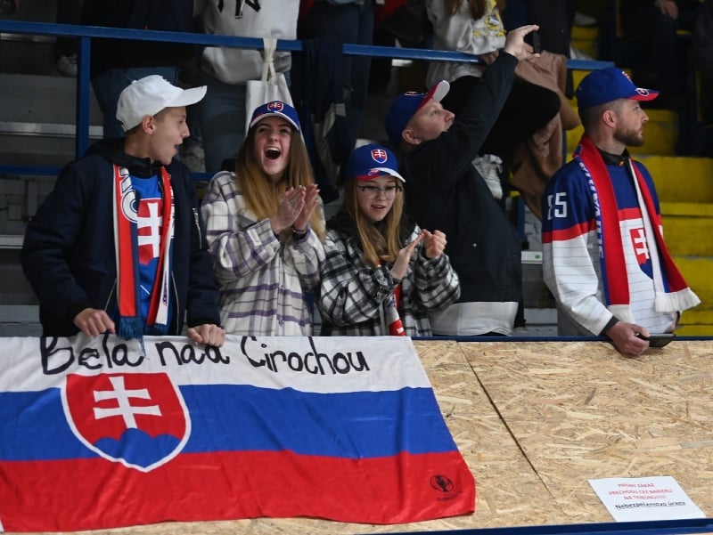 Na snímke radosť fanúšikov Slovenska