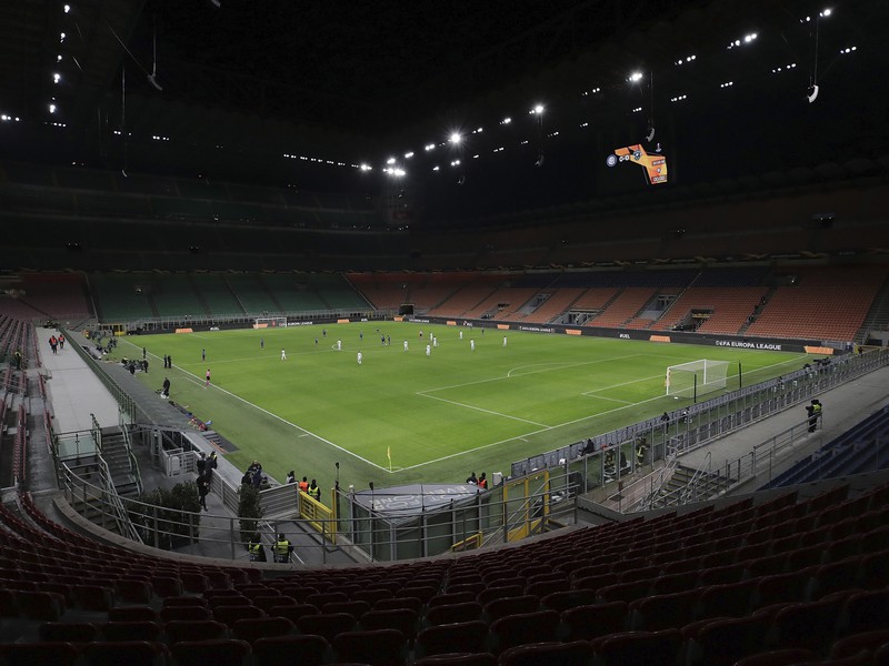 Prázdny futbalový stánok Interu Miláno