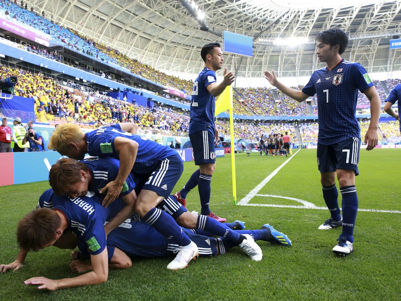 Radosť Japoncov po góle Shinjiho Kagawu