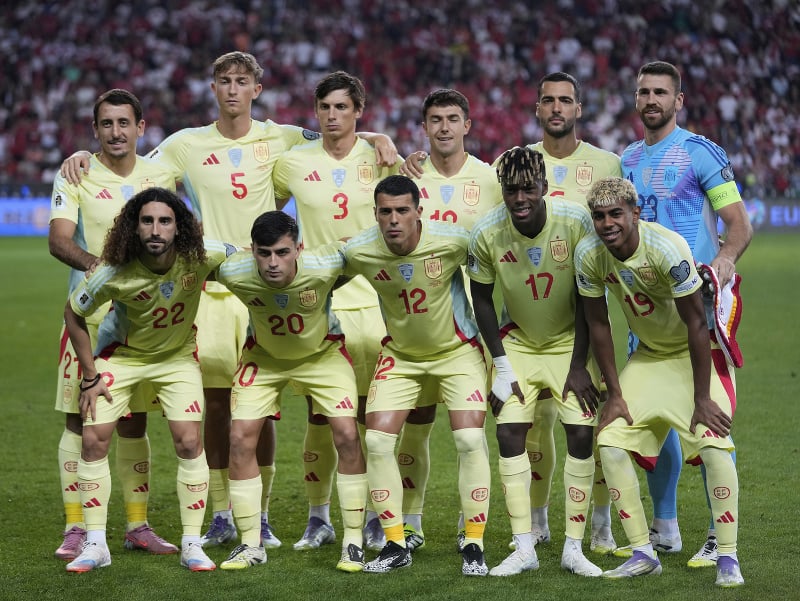 Španielska futbalová reprezentácia pred začiatkom zápasu