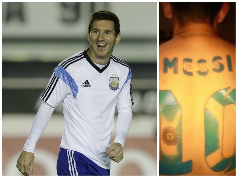 Lionel Messi a fanúšik s tetovaním