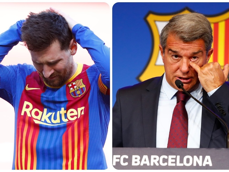Lionel Messi a prezident FC Barcelona Joan Laporta