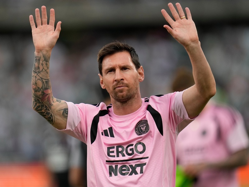 Lionel Messi počas predzápasovej rozcvičky Miami