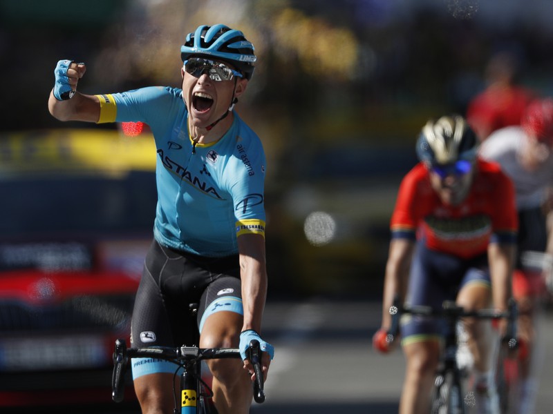 Magnus Cort Nielsen oslavuje triumf v etape