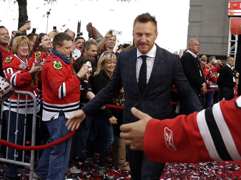 Marián Hossa na oslave zisku Stanley cupu - od jeho vybojovania neuplynulo ani 365 dní.
