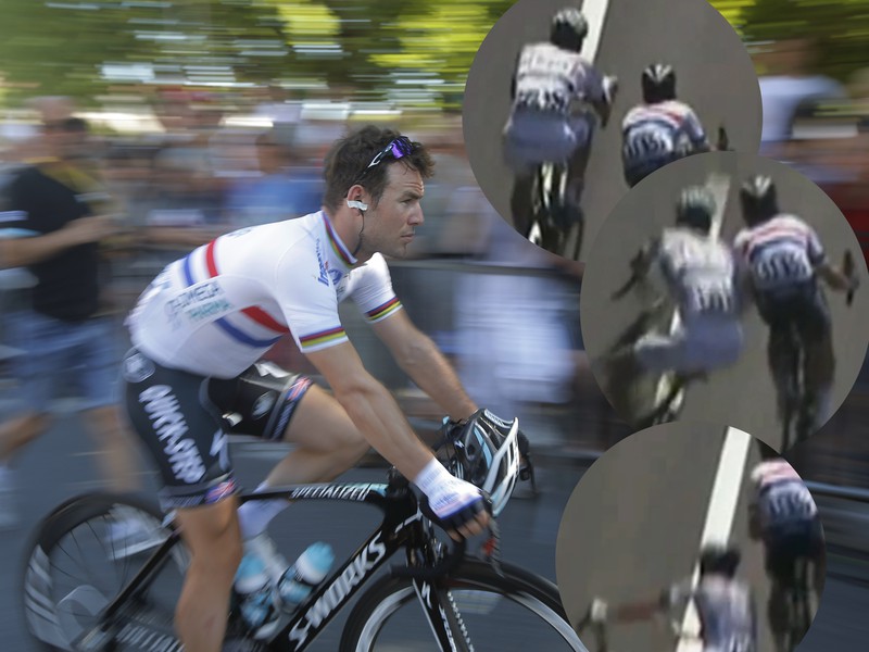 Mark Cavendish v desiatej etape Tour de France a v kontakte s Tomom Veelersom