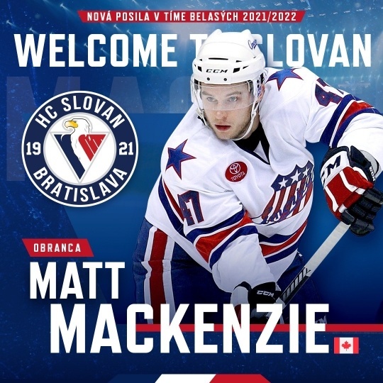 Matt MacKenzie je novou posilou HC Slovan Bratislava