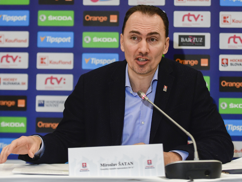 Na snímke generálny manažér slovenskej hokejovej reprezentácie Miroslav Šatan počas tlačovej konferencie, na ktorej oznámil nomináciu Slovenska na ZOH 2022 v čínskom Pekingu