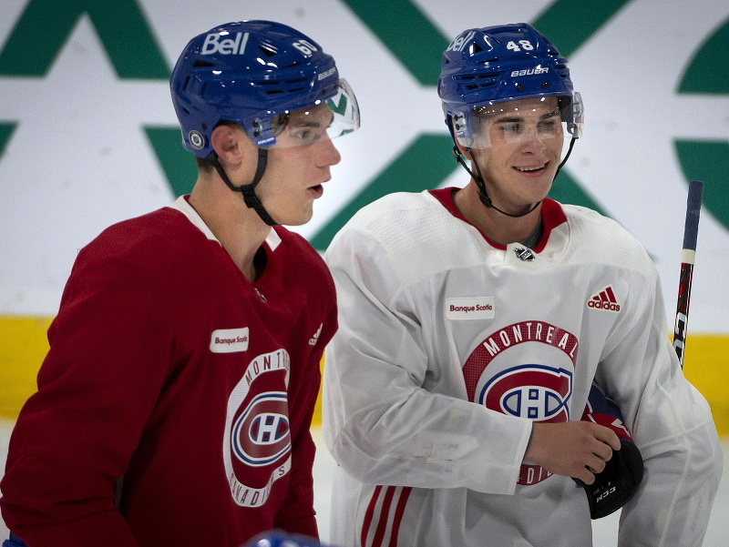 Juraj Slafkovský a Filip Mešár v drese Montrealu Canadiens