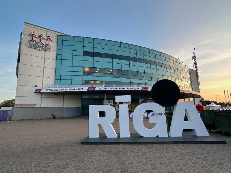 Hokejová Riga Arena, kde naši hokejisti odohrajú základnú skupinu MS v hokeji 2023