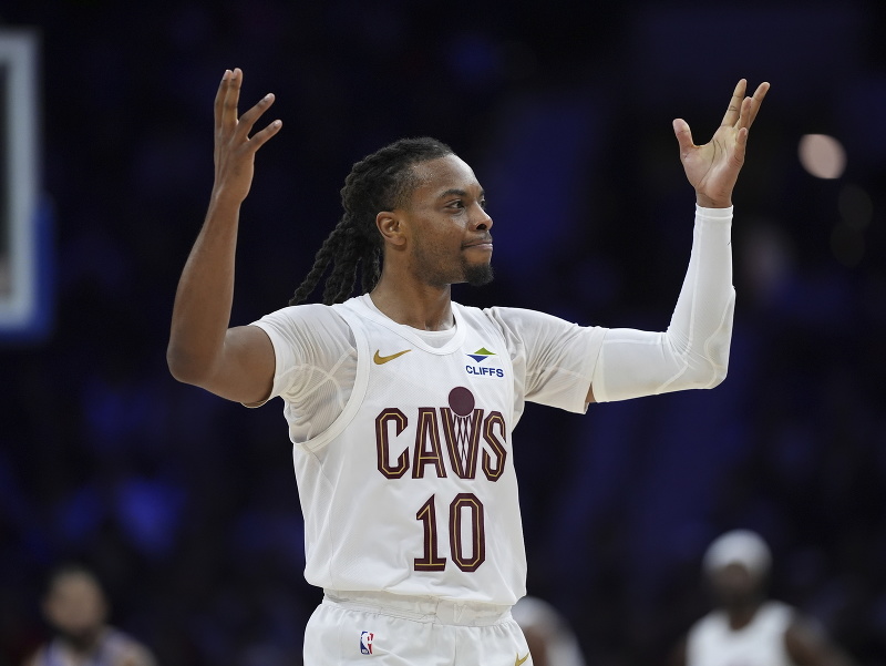 Darius Garland (Cleveland) reaguje na palubovke 