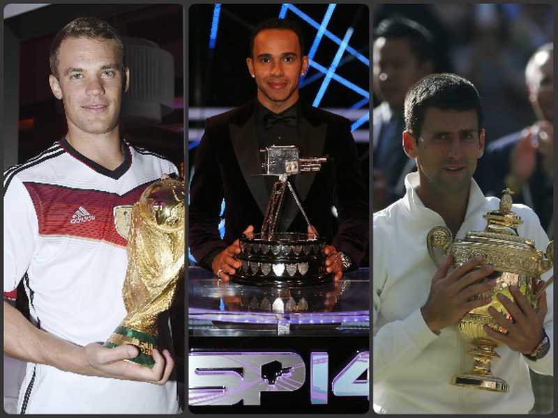 Manuel Neuer, Lewis Hamilton a Novak Djokovič