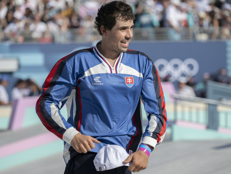 Slovenský skejtbordista Richard Tury počas finále streetu na XXXIII. letných olympijských hrách v Paríži