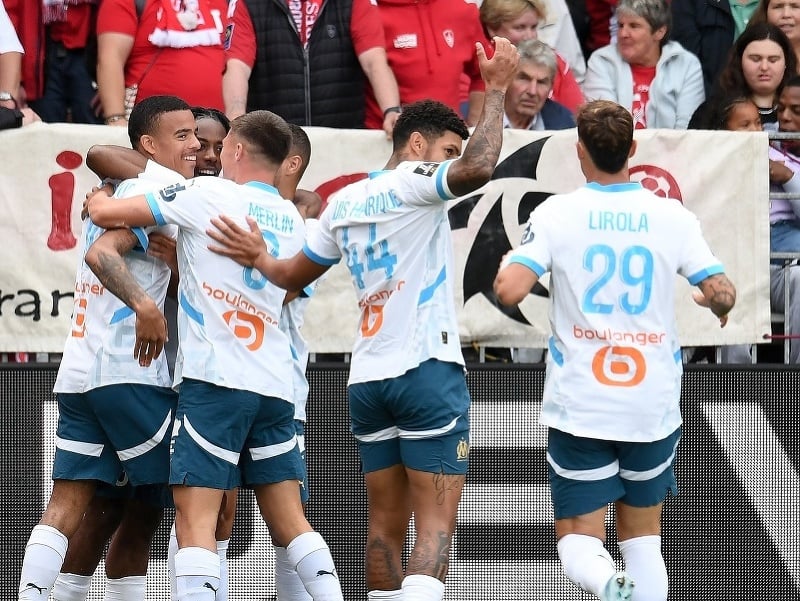 Radosť hráčov Olympique Marseille
