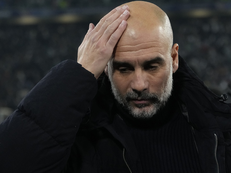 Pep Guardiola počas zápasu Ligy majstrov