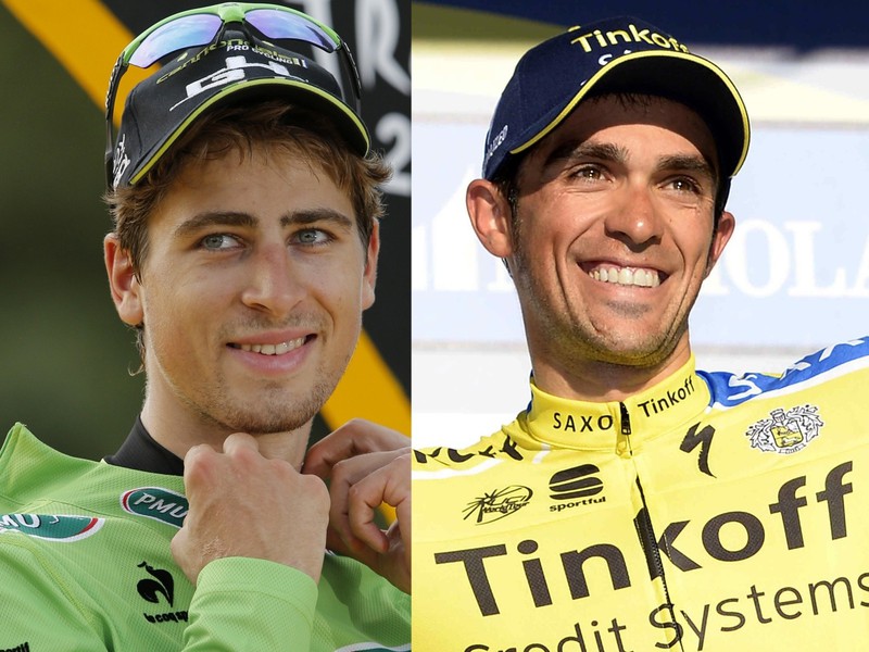 Peter Sagan a Alberto Contador. Dve hviezdy, dvaja budúci spolujazdci