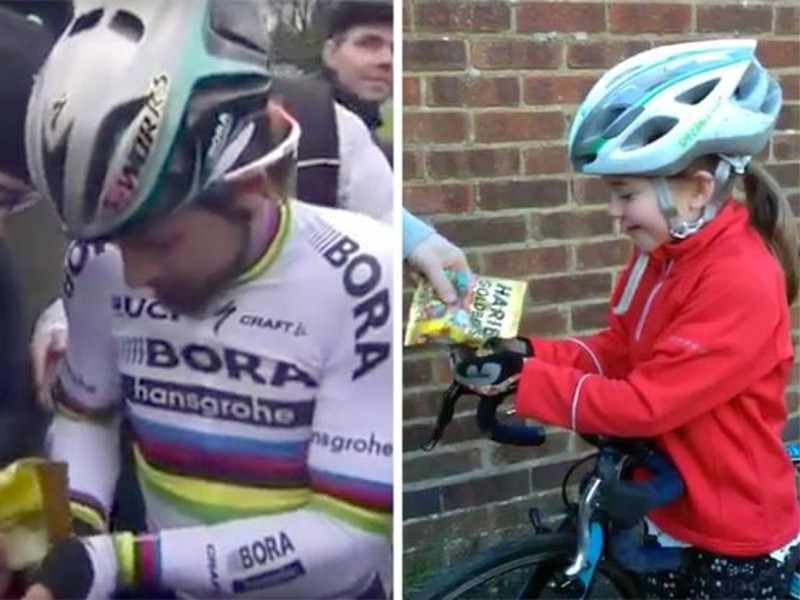 Peter Sagan a jeho imitátorka Ruby Isaac