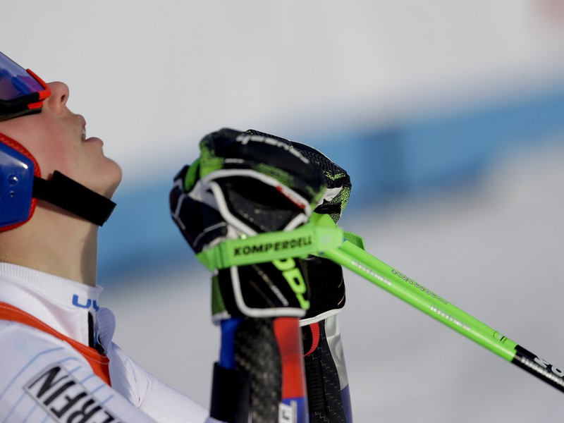 Slovenka Petra Vlhová reaguje v cieli 2. kola obrovského slalomu Svetového pohára alpských lyžiarok v americkom Killingtone
