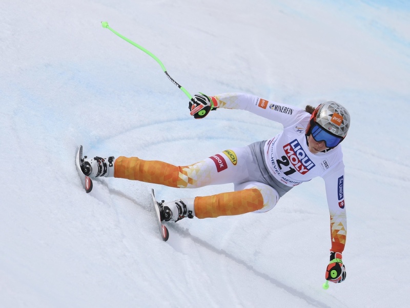 Slovenka Petra Vlhová počas finále super-G Svetového pohára alpských lyžiarok vo francúzskom stredisku Courchevel/Meribel