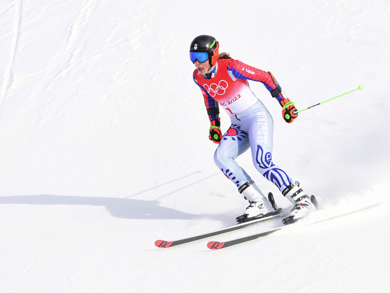 Na snímke slovenská lyžiarka Petra Vlhová prichádza do cieľa počas XXIV. zimných olympijských hier 2022 v Pekingu