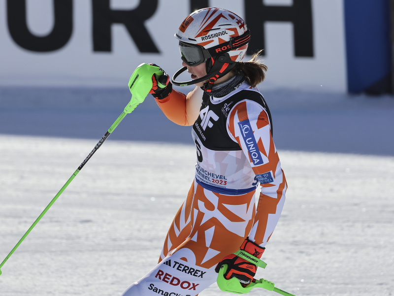 Na snímke slovenská lyžiarka Petra Vlhová v cieli