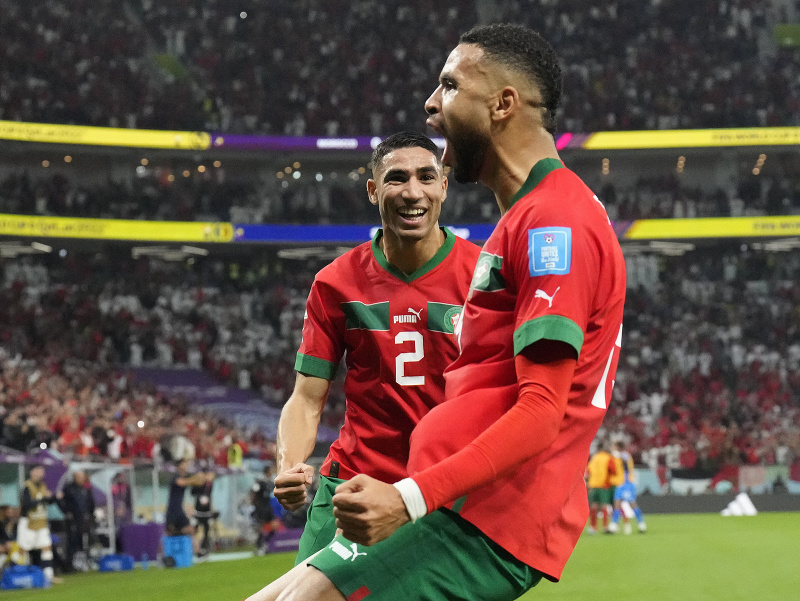 Radosť marockých futbalistov po úvodnom góle