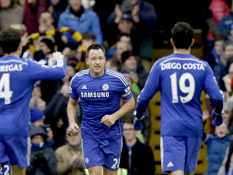 Cesc Fabregas, John Terry a Diego Costa po prvom góle Chelsea do siete West Hamu