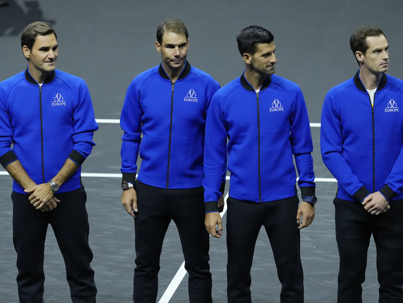 Veľká štvorka pred začiatkom Laver Cupu 2022 - Roger Federer, Rafael Nadal, Novak Djokovič a Andy Murray
