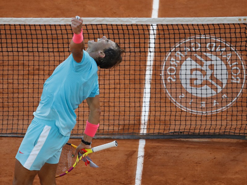 Španielsky tenista Rafael Nadal sa teší po víťazstve nad Argentínčanom Diegom Schwartzmanom