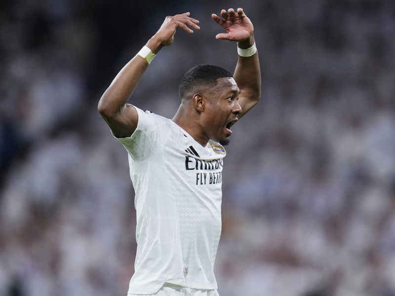 David Alaba reaguje počas zápasu Realu Madrid