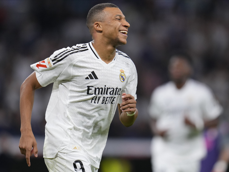 Kylian Mbappé sa teší z gólu Realu Madrid