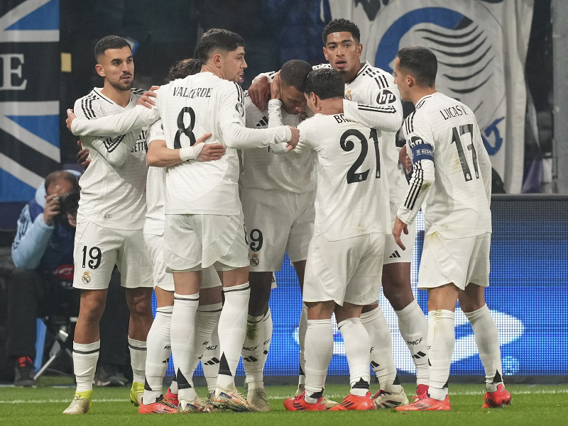 Oslavy futbalistov Realu Madrid po góle Kyliana Mbappého
