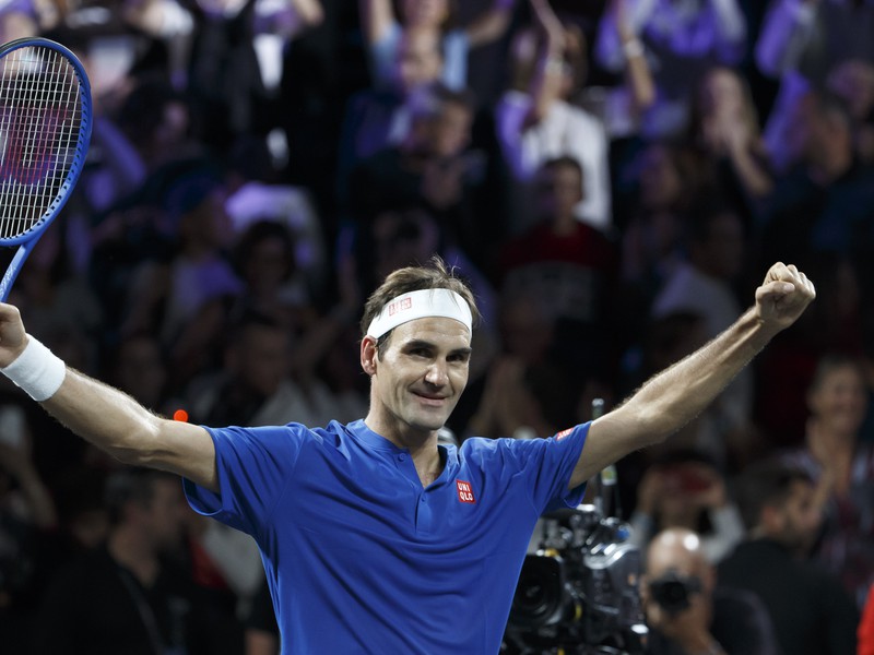 Roger Federer počas Laver Cupu 2019 v Ženeve