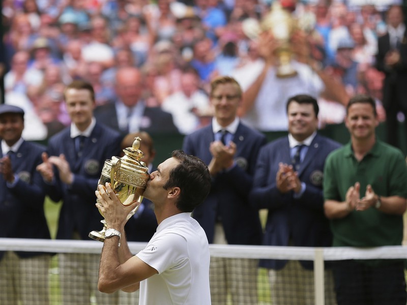 Roger Federer a jeho víťazná radosť 