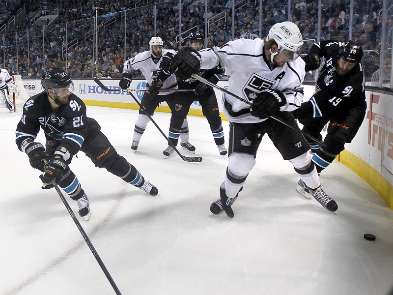 T.J. Galiardi, Anze Kopitar a Joe Thornton