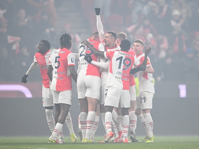 Radosť hráčov SK Slavia Praha