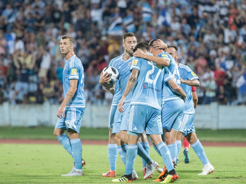 Radosť hráčov ŠK Slovan Bratislava