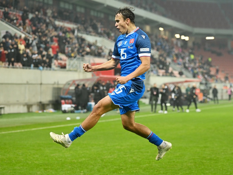 Na snímke radosť hráča Slovenska Dávida Strelca po strelení gólu na 1:0