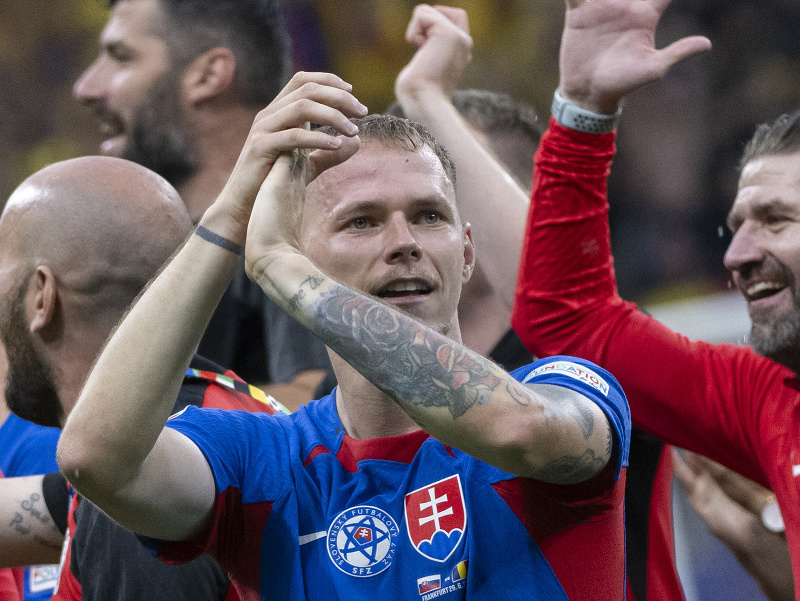 Na snímke Ondrej Duda (Slovensko) sa raduje 