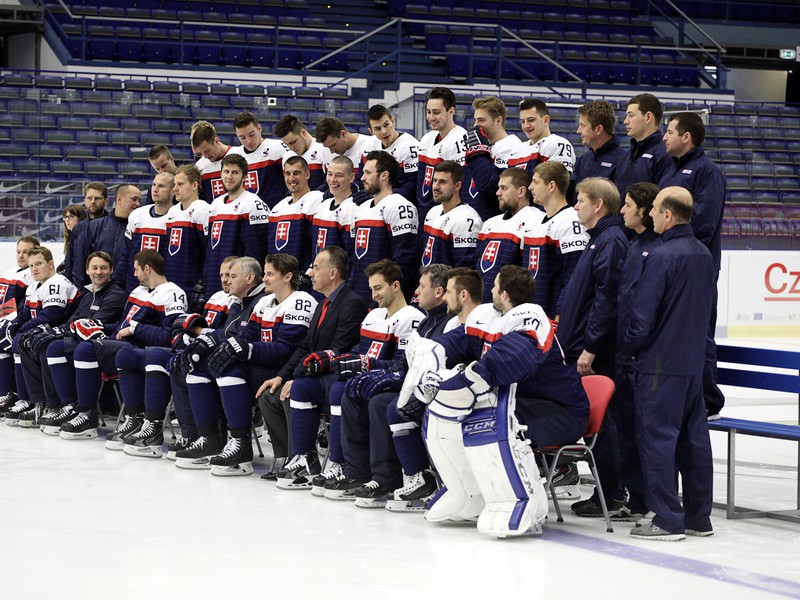 Oficiálny fototermín slovenskej reprezentácie počas majstrovstiev sveta v ľadovom hokeji 2015 v Českej republike