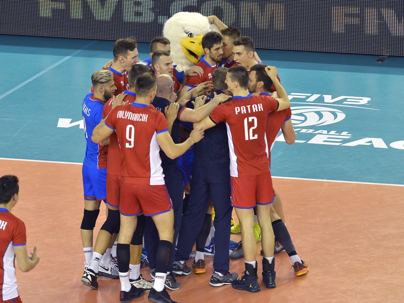 Radosť mužstva Slovenska z víťazstva