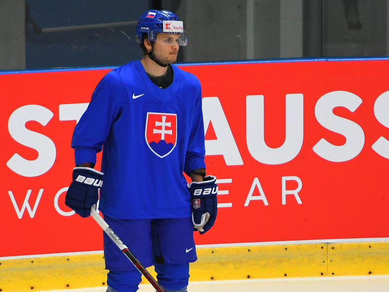 Slovenský hokejista Viliam Čacho počas tréningu pred zápasom základnej B - skupiny USA - Slovensko na 87. majstrovstvách sveta v ľadovom hokeji 2024