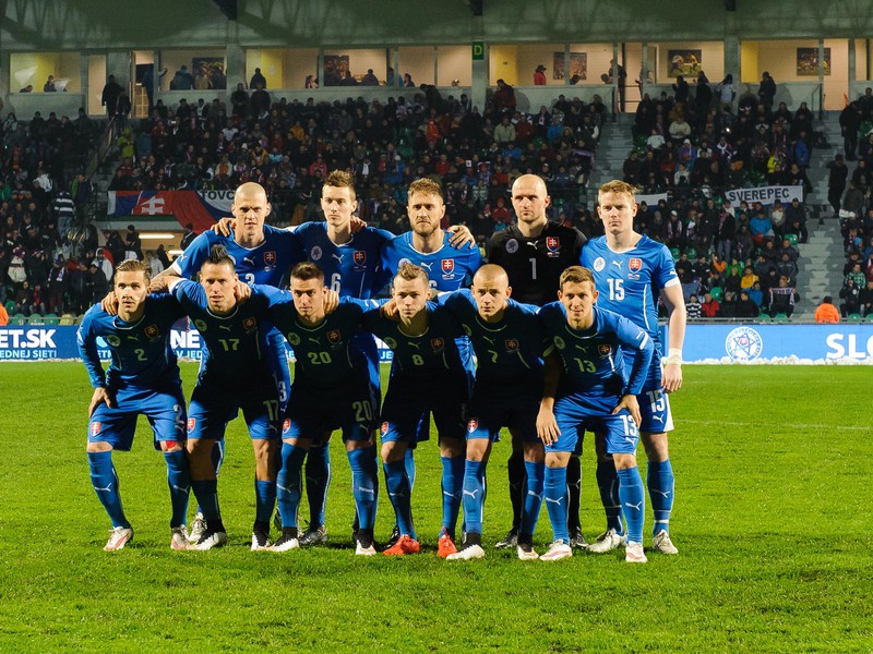 Mužstvo slovenskej reprezentácie pred priateľským súbojom s futbalistami Česka
