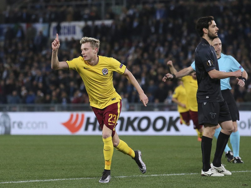 Ladislav Krejčí oslavuje gól pražskej Sparty