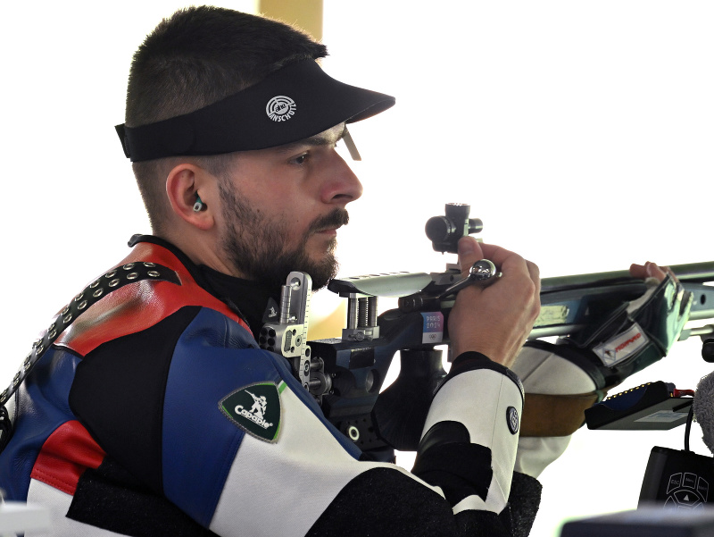 Slovenský reprezentant v športovej streľbe Patrik Jány počas kvalifikácie v ľubovoľnej malokalibrovke 3x40 na XXXIII. letných olympijských hrách 2024 vo francúzskom meste Châteauroux