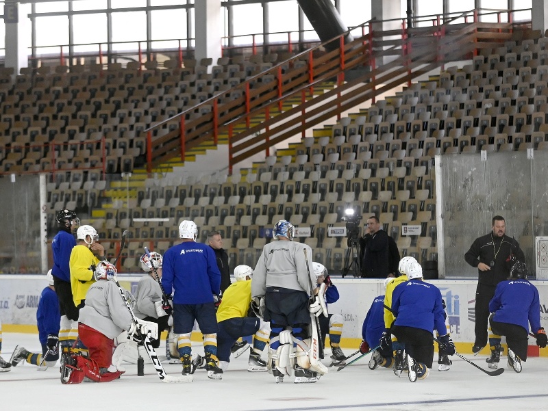 Hokejisti HC 19 Humenné počas tréningu na začiatku letnej prípravy pred novou sezónou Tipos extraligy