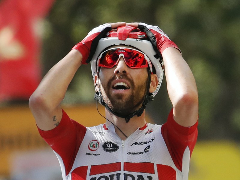 Na snímke Belgičan Thomas De Gendt (Lotto Soudal) vyhral 8. etapu cyklistických pretekov Tour de France
