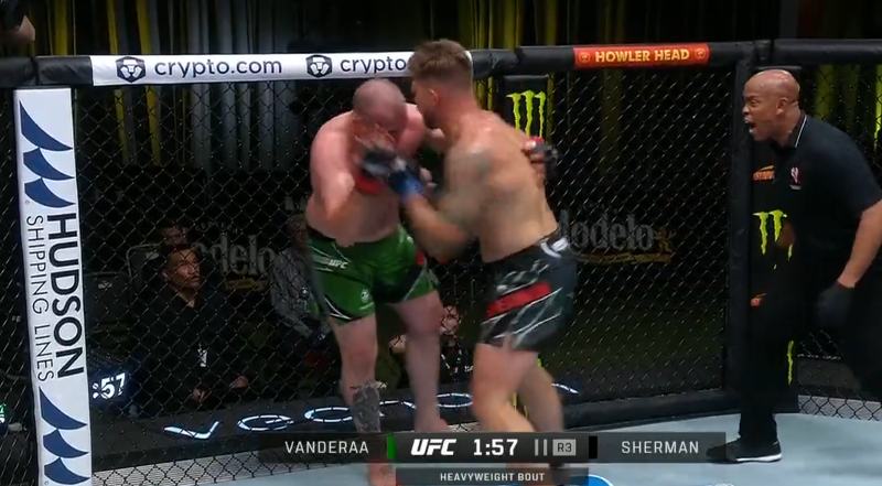 Chase Sherman rozdáva údery (vpravo)