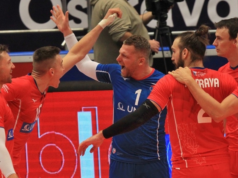 Víťazné oslavy volejbalistov Česka
